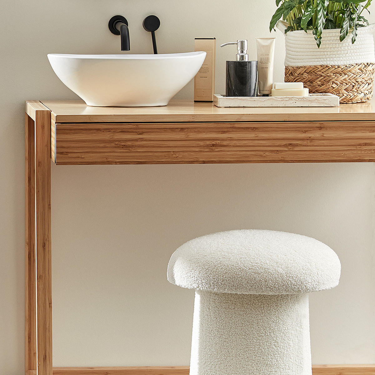 HOCKER Toddy - Weiß, Holzwerkstoff/Kunststoff (45/48/45cm) - Butlers