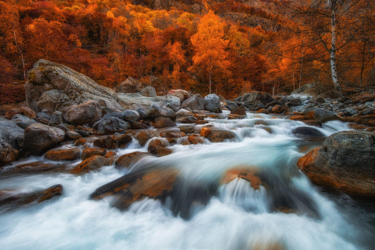 FOTOTAPETE Wasserfall 375 x 270 cm - Orange, Papier (375/270cm) - Sanders & Sanders