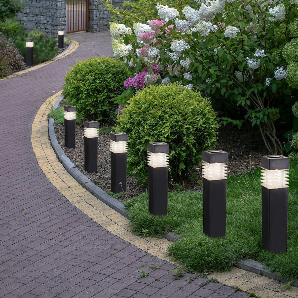 LED AUSSENLEUCHTE Solarlampe Anthrazit 4er Set - Anthrazit, Kunststoff (5.8/5.8/38.5cm) - Globo Lighting