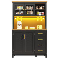KÜCHENSCHRANK LED 105.5x40x180Cm 4 Türen Grün - Schwarz, Holzwerkstoff (105.5/180/40cm) - FLIEKS