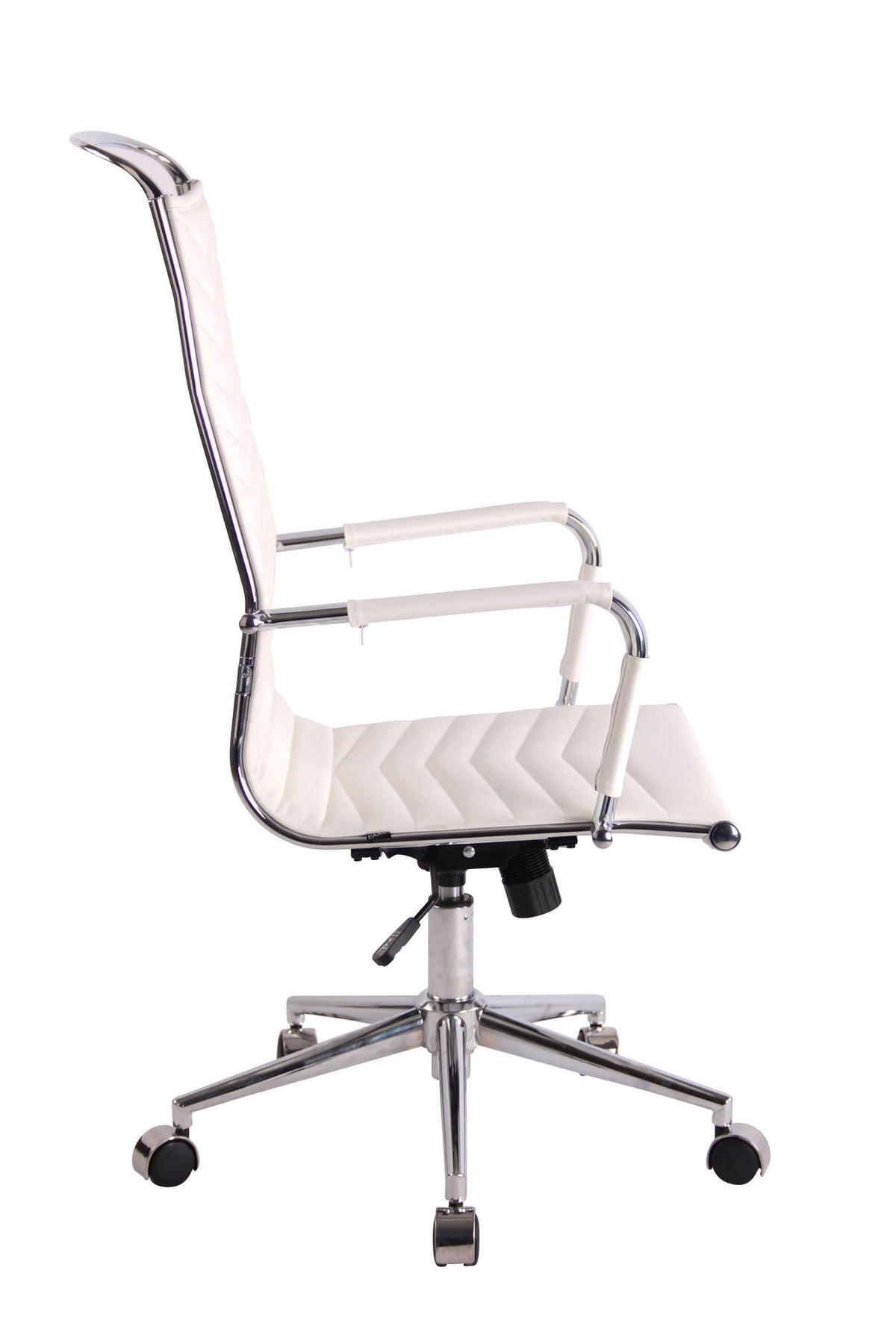 DREHSTUHL Lederlook weiß - Chromfarben/Weiß, Textil/Metall (57/110/65cm) - CLP
