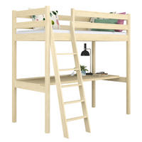 HOCHBETT N03 mit Schreibtisch Klare Kiefer 80/200 - Braun, Naturmaterialien/Holz (80/200cm) - N-Wood