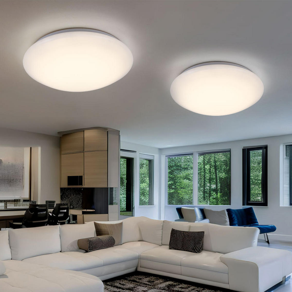 LED DECKENLEUCHTE Deborah Metall Weiß - Weiß, Metall (34.5/34.5/9cm) - Globo Lighting