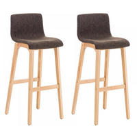 BARHOCKER 2er Set Stoff braun - Eukalyptusholzfarben/Braun, Holz/Textil (41/101/46cm) - CLP