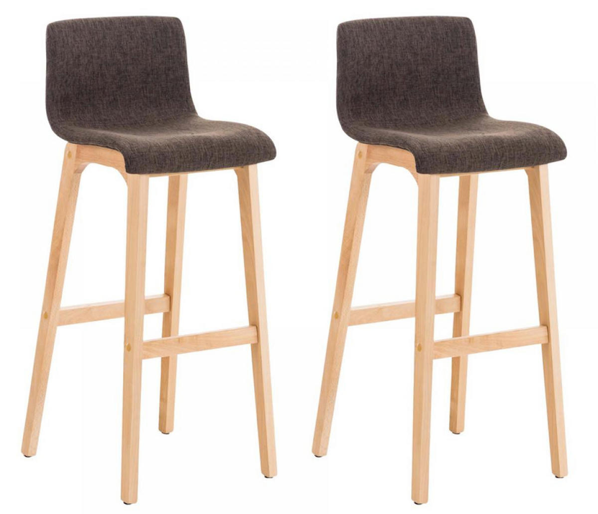 BARHOCKER 2er Set Stoff braun - Eukalyptusholzfarben/Braun, Holz/Textil (41/101/46cm) - CLP
