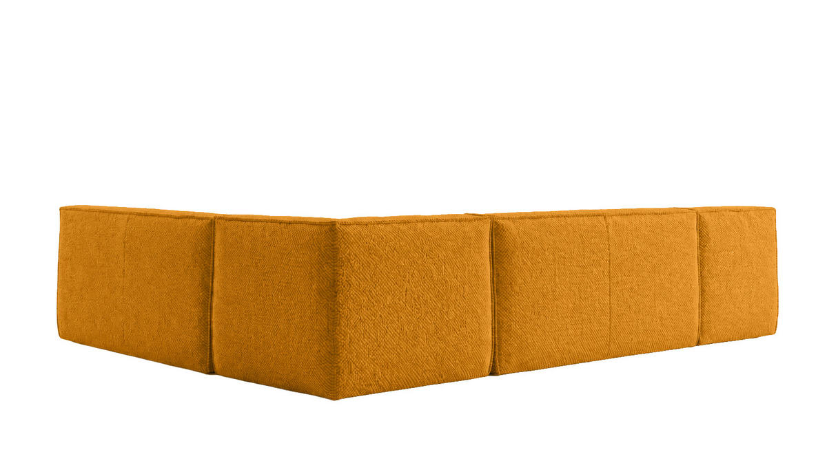 ROHOVÁ SEDAČKA modulární ve tvaru L, plyšová tkanina Pop, Hořčicová, Pravá strana, LAZY L - žlutá, dřevo (333/253cm) - Kaiser Möbel