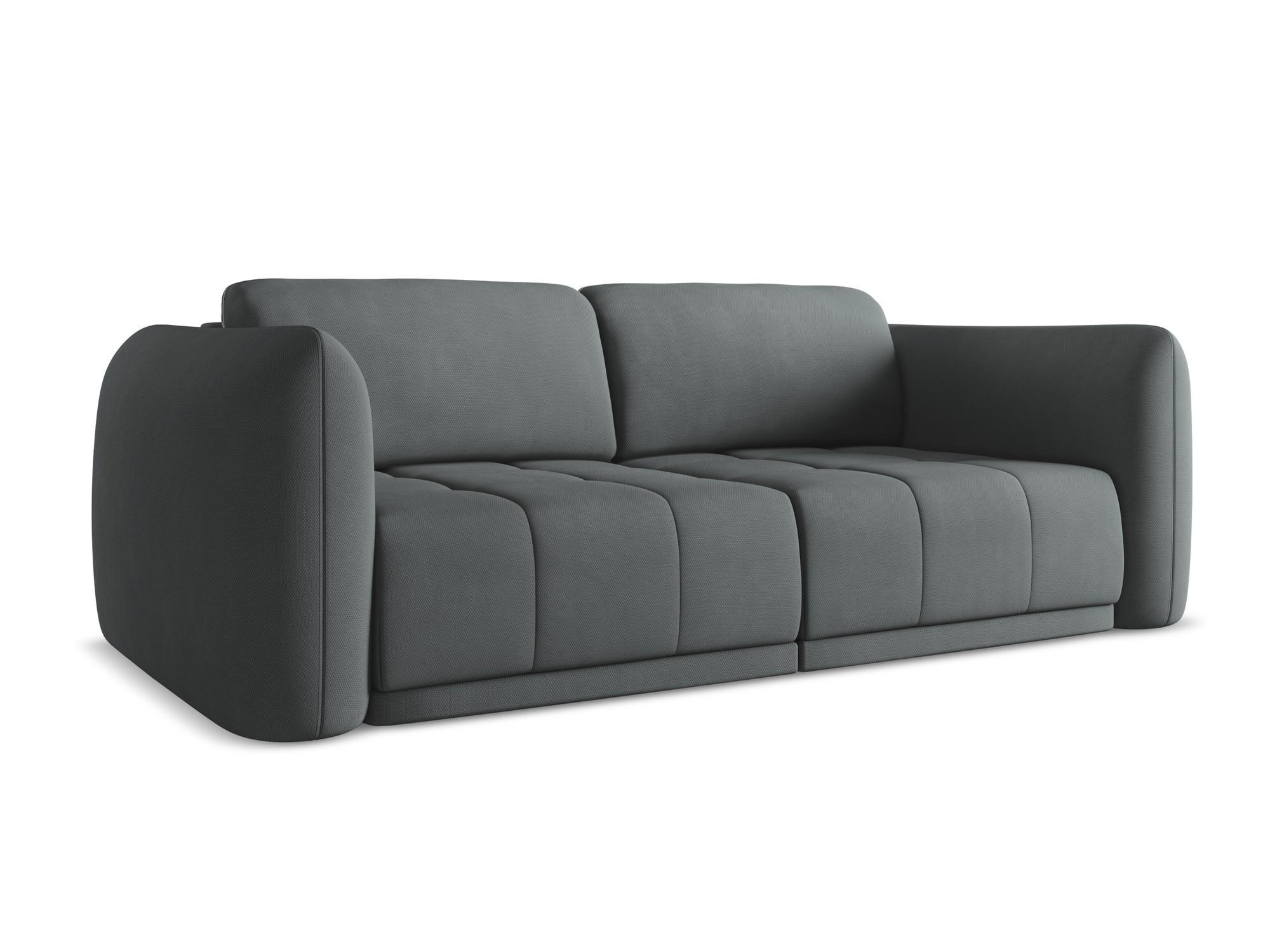3-SITZER SOFA Chenille Stoff Grau - Schwarz/Graphitfarben, Kunststoff/Textil (210/74/105cm) - Makamii