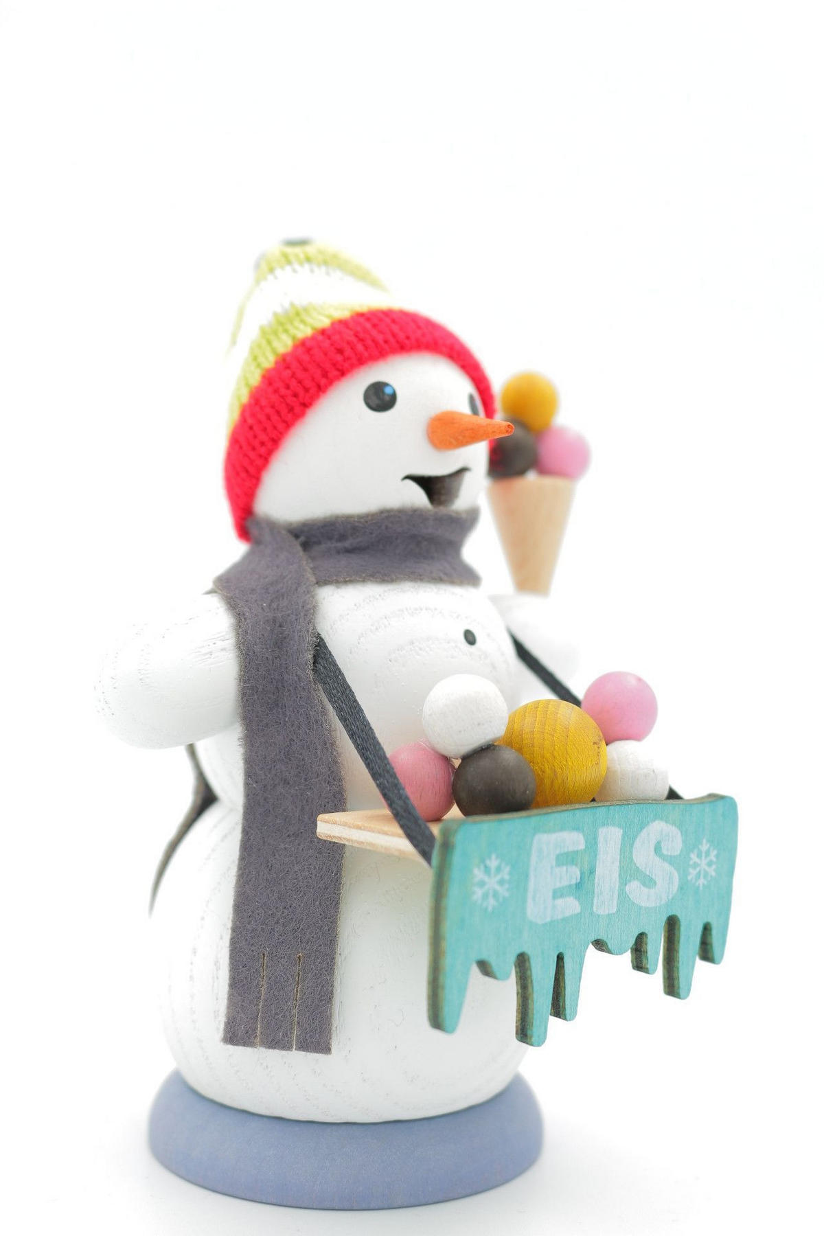 RAUCHFIGUR Schneemann Eisverkäufer 13 cm - Multicolor, Holz (6/13/10cm)