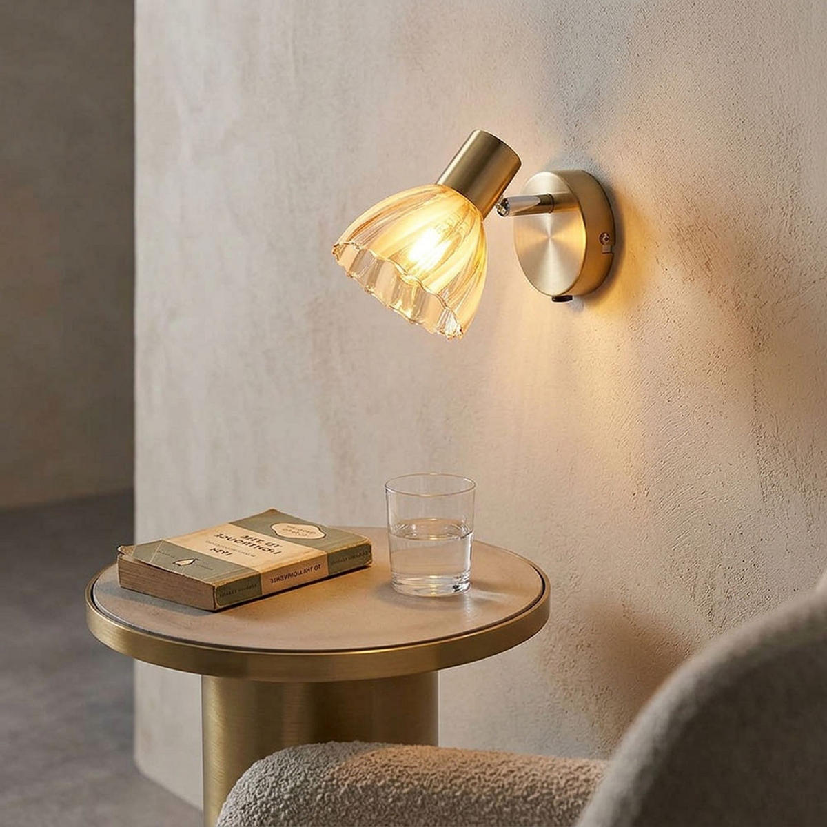 WANDLEUCHTE Metall Glas Messing - Messingfarben, Glas (10/12.5/16cm) - Globo Lighting