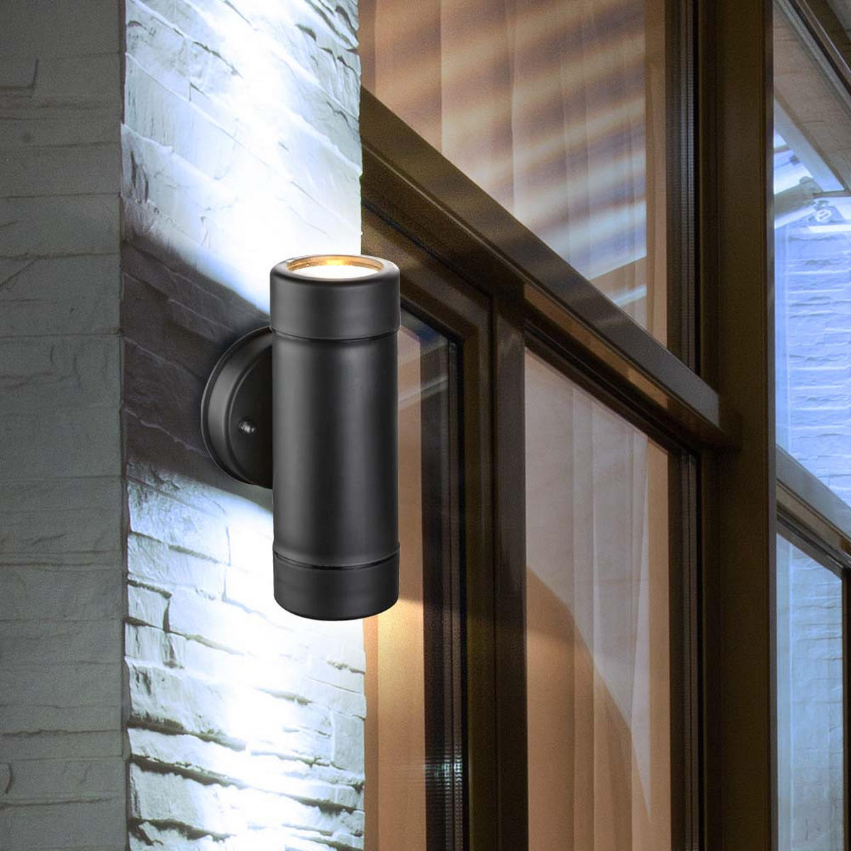 AUSSEN-WANDLEUCHTE COTOPA Schwarz 4er Set - Schwarz, Kunststoff (8/16/8.6cm)