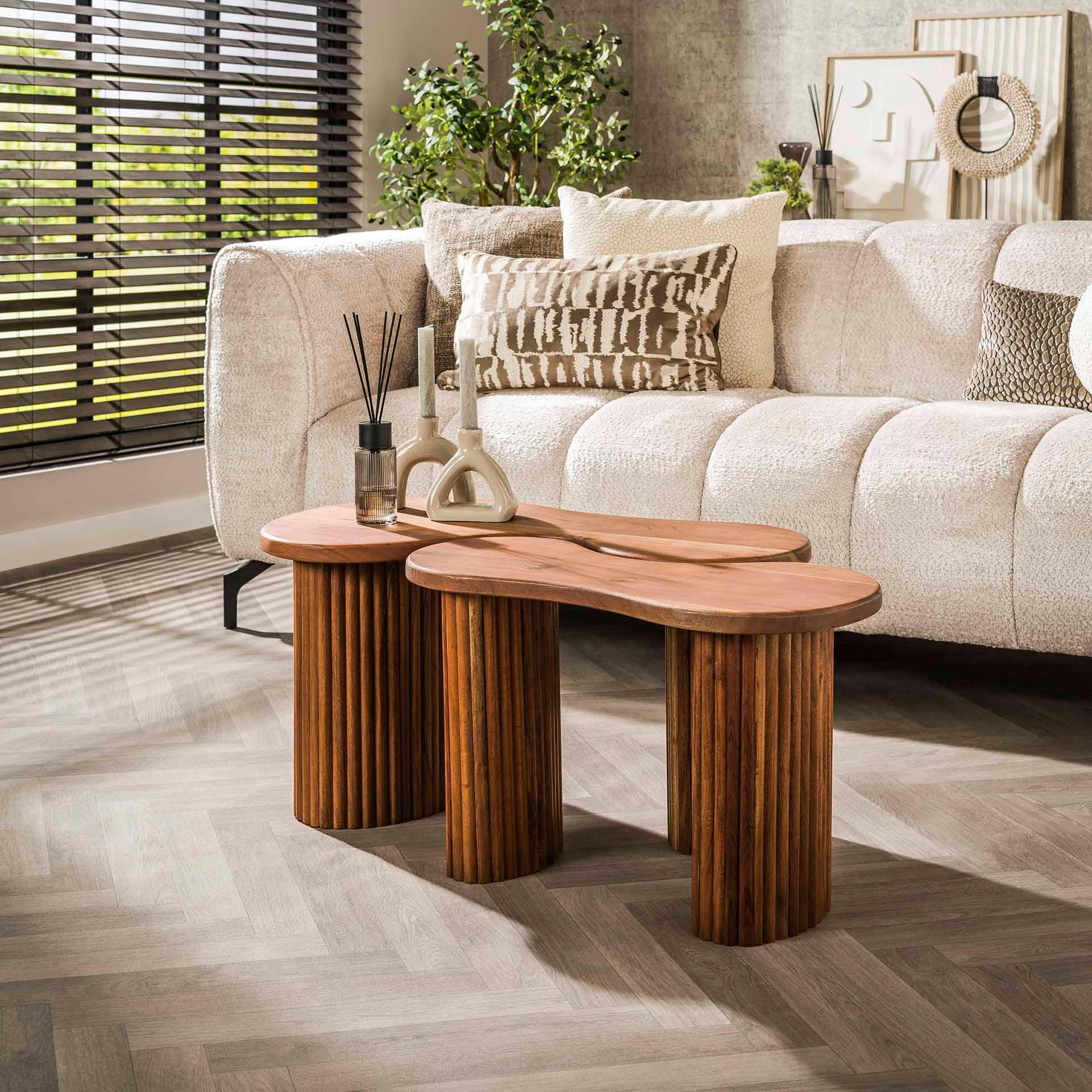 COUCHTISCH Fuse Braun 45/80/42 cm 2er-Set - Braun, Holz (45/80/42cm) - Hoyz Collection