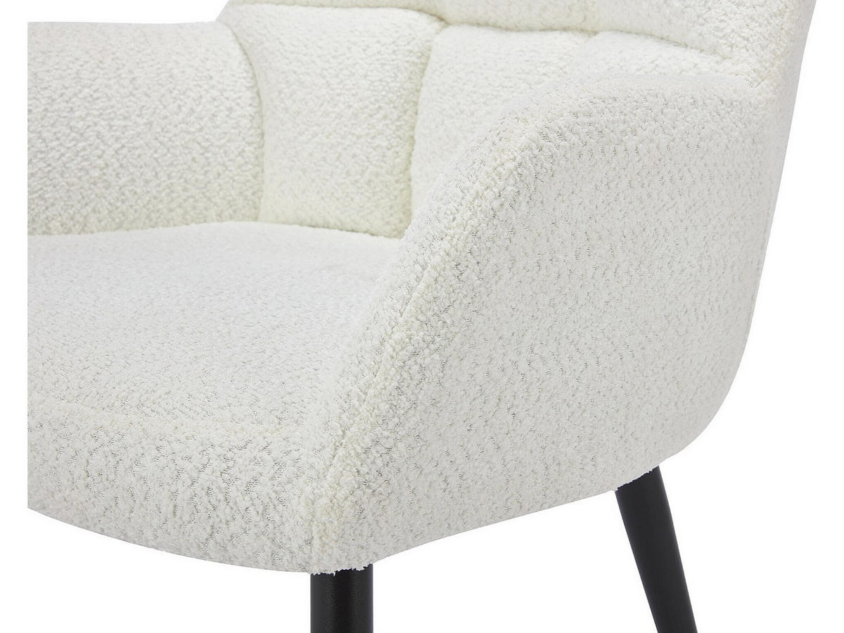 STUHL mit Armlehnen 2er-Set - Bouclé-Stoff & Metall - Weiß - PEGA - Weiß, Textil (62/78/58.5cm) - Pascal Morabito