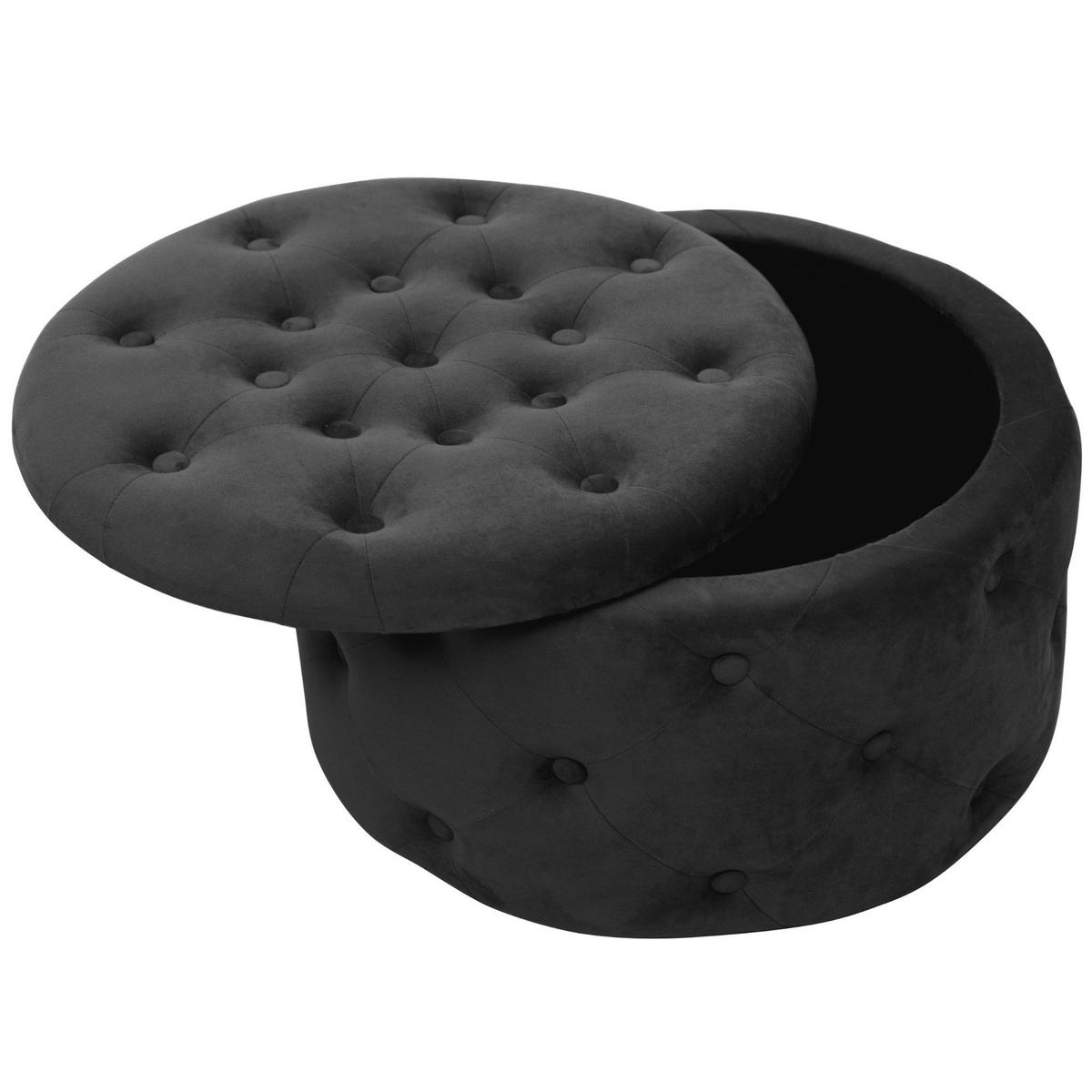 POUF Schwarz 55x55x30 cm - Schwarz, Textil/Metall (55/30/55cm) - Akord