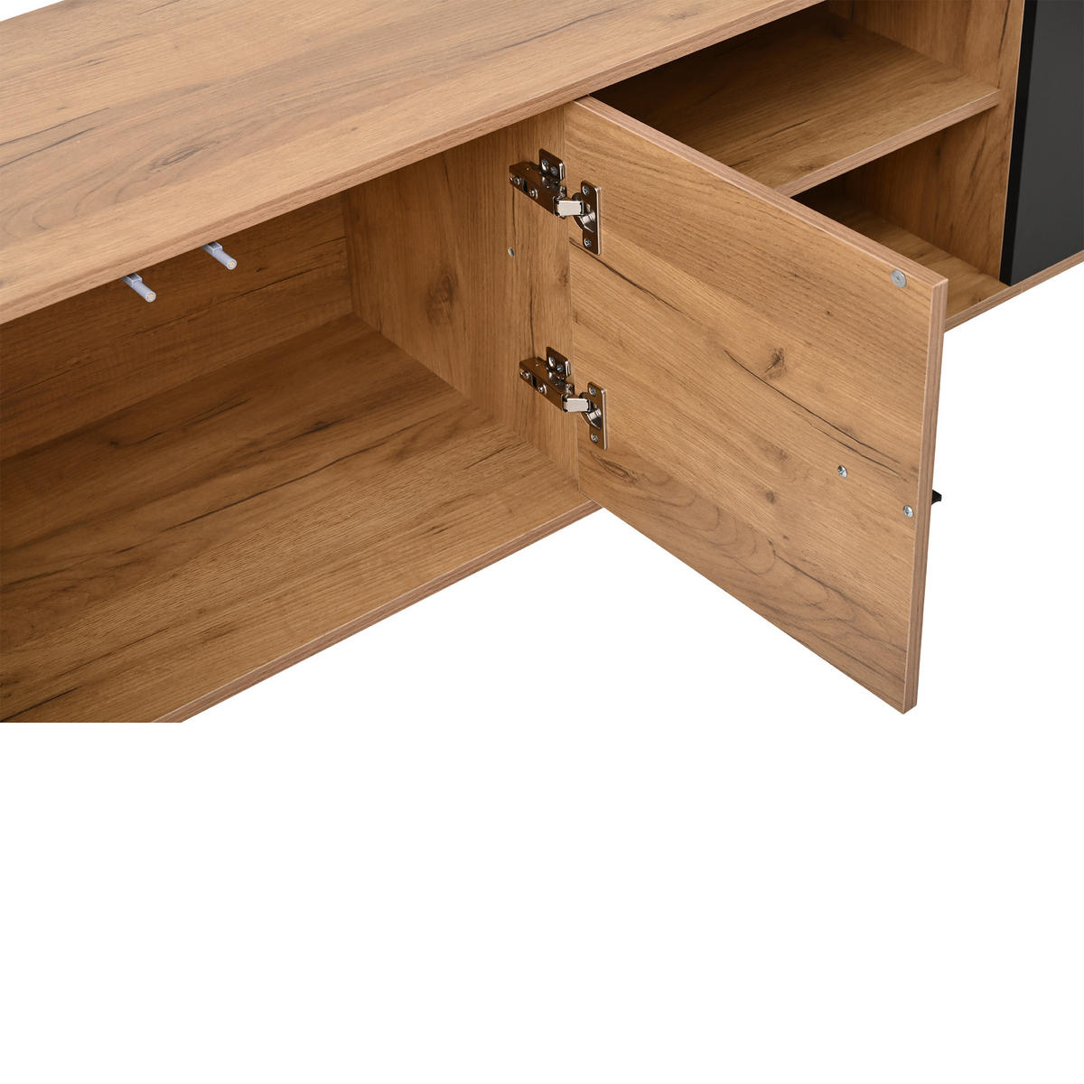 WOHNWAND 188cm Holz Schwarz TV-Board Vitrine Regal - Multicolor, Holzwerkstoff (187.5/167/40cm) - FLIEKS
