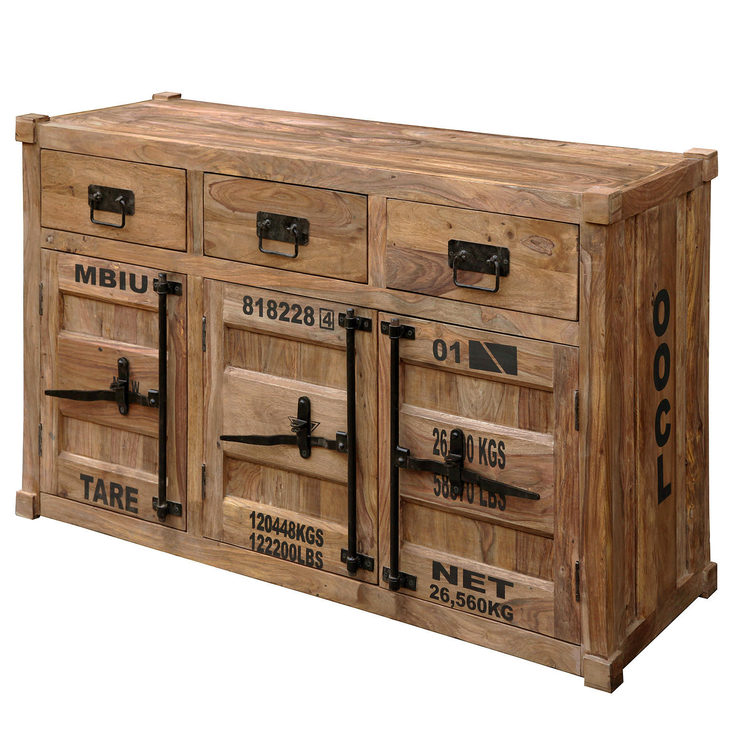 SIDEBOARD - Massivholz - Sheeshamfarben/Schwarz, Holz/Metall (140/85/45cm) - home24