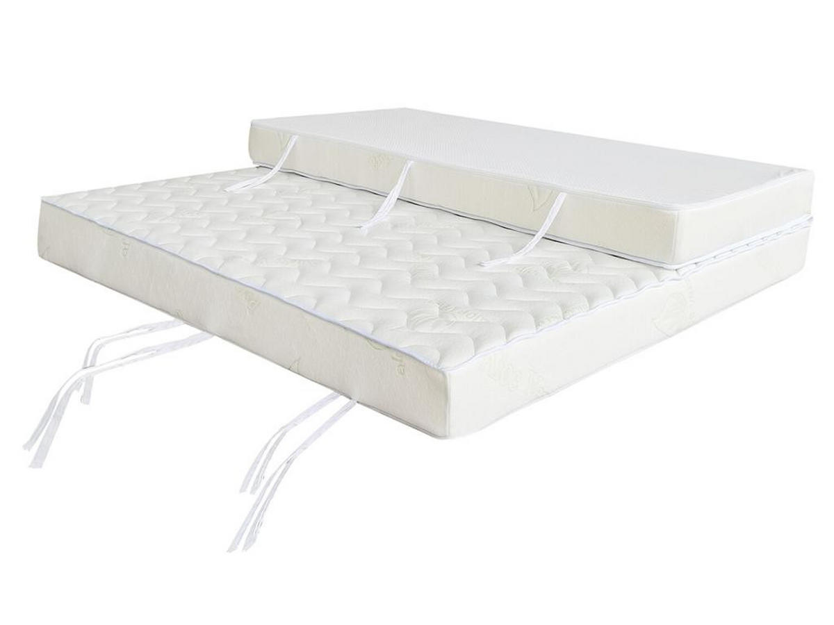 MATRATZE für Schlafsofa Klappsofa - 140 x 190 cm - Kaltschaum mit Aloe Vera - 1 Zone - Härtegrad 2 - Stärke 12 cm - FIESTA von NATUREA - Weiß, Textil - Vente-Unique