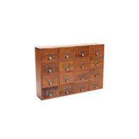 VINTAGE-APOTHEKERSCHRANK Aufbewahrungsbox aus Kiefernholz mit 16 Schubladen und Etikettenhaltern 50 x 10 x 35 cm - Naturfarben, Holz (10/50/35cm) - Livingandhome