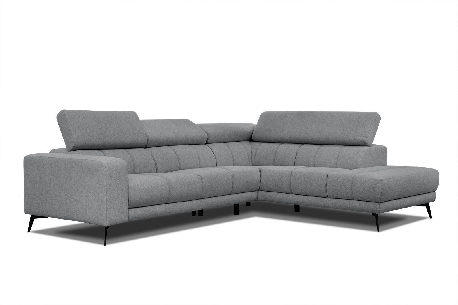 ECKSOFA MORELLO 5-Sitzer, grau - Schwarz/Grau, Holzwerkstoff/Textil (287/228cm) - Courtois Laville