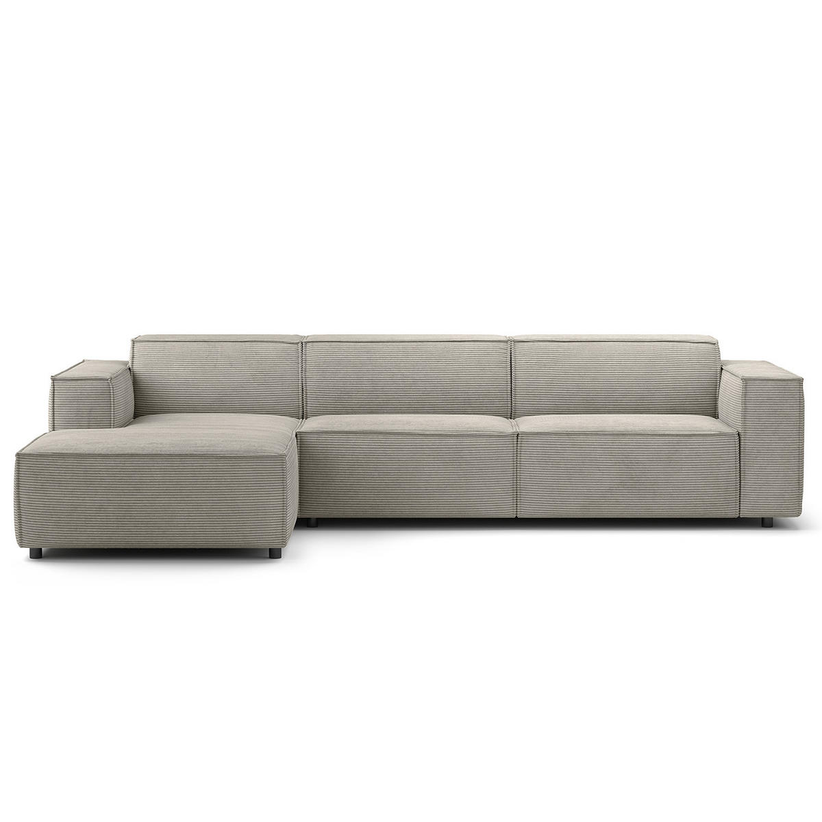 ECKSOFA mit Longchair - Graubraun/Schwarz, Kunststoff/Textil (294/177cm) - home24