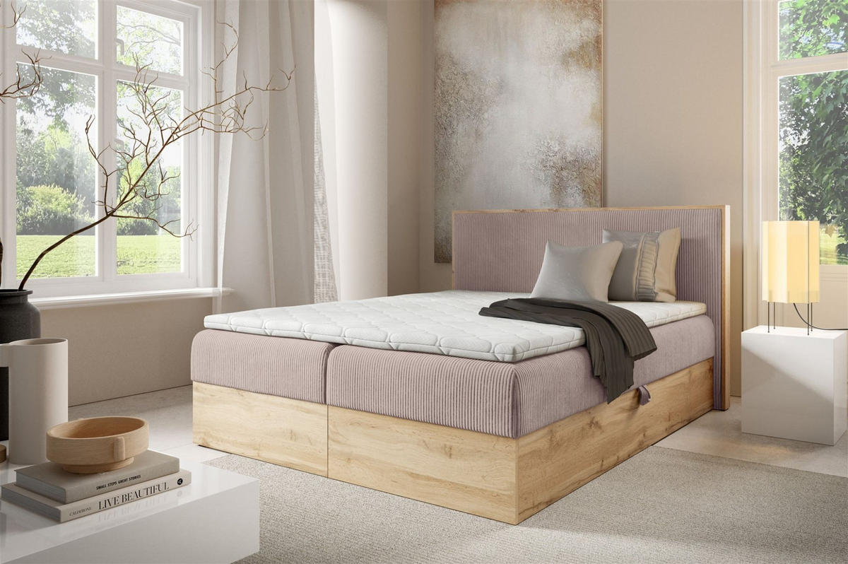 BOXBETT Roland Premium - Rosa, Holzwerkstoff/Textil (140/200cm) - Fun Möbel