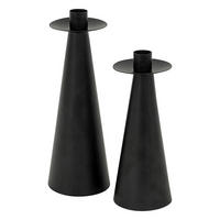 KERZENSTÄNDER Holz Uma 2er-Set - Schwarz, Metall (8.5/24.5/8.5cm) - Atmosphera Createur d´interieur