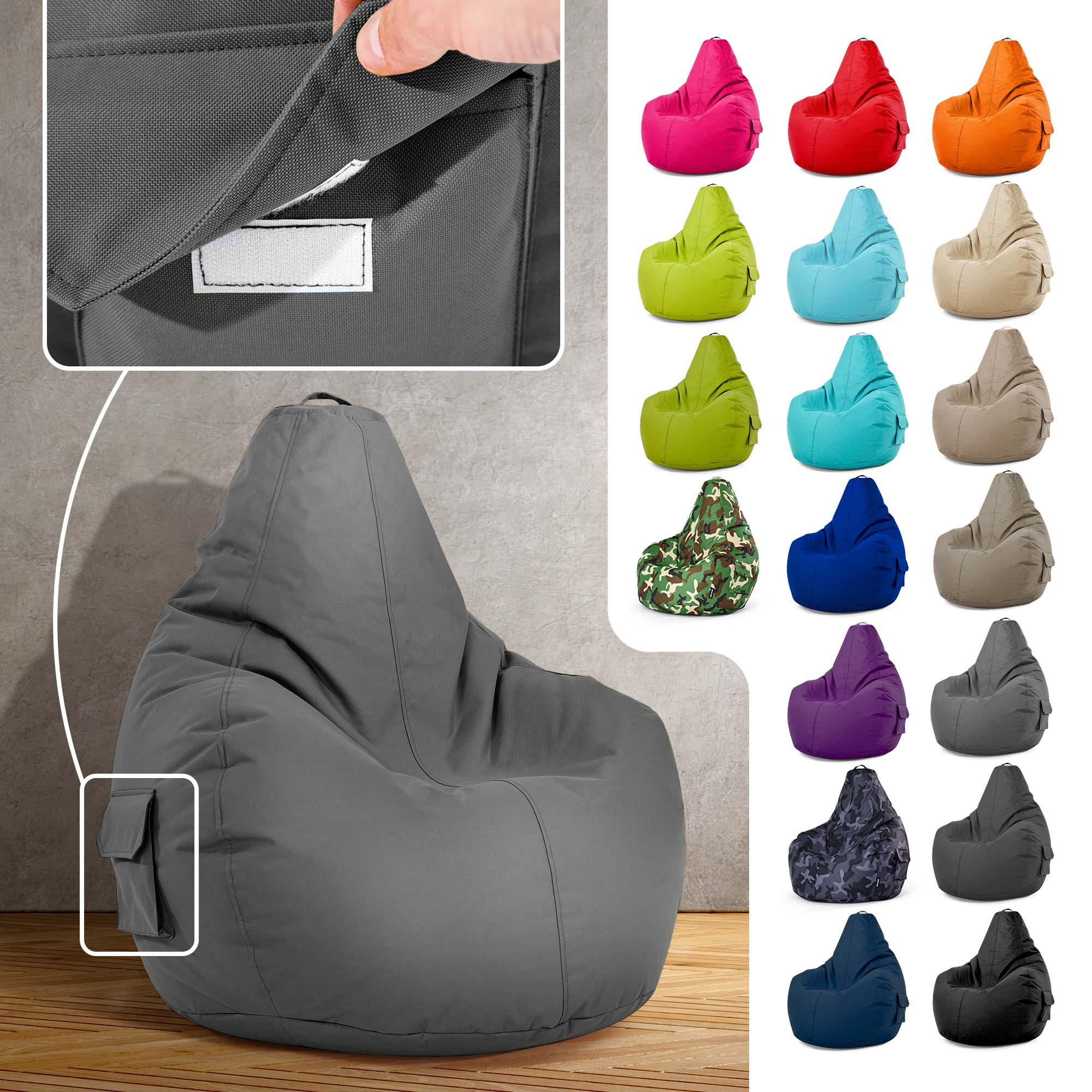 SITZSACK Lounge Chair "Cozy" 80x70x90cm - Grau, Textil (70/90/80cm) - Green Bean