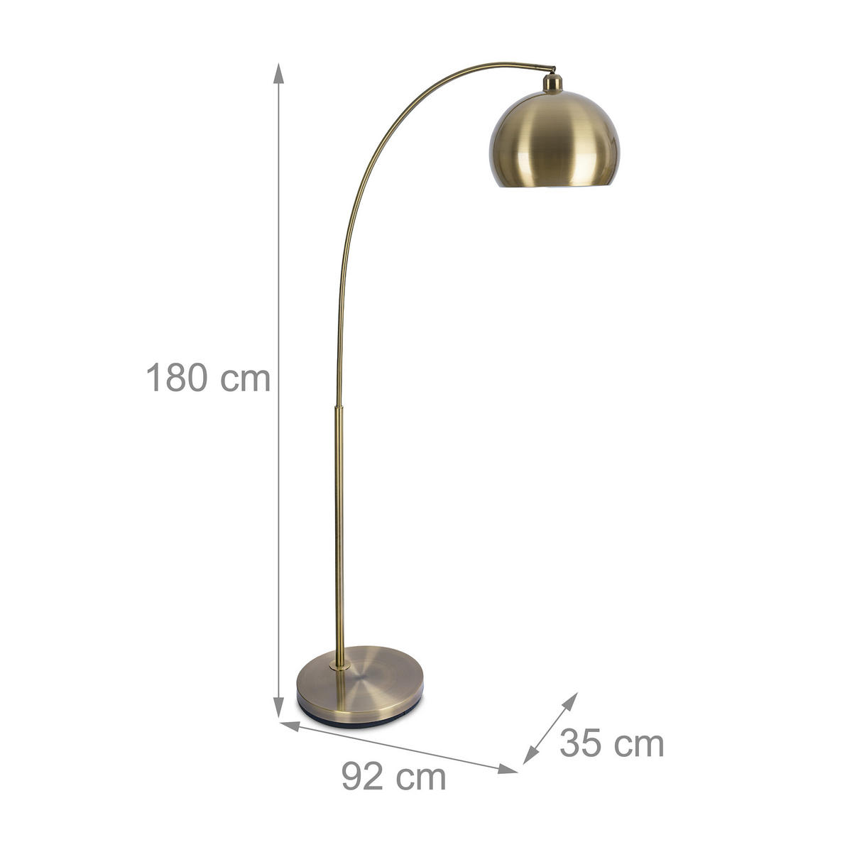 STEHLAMPE - Goldfarben, Metall (35/92/180cm) - Relaxdays