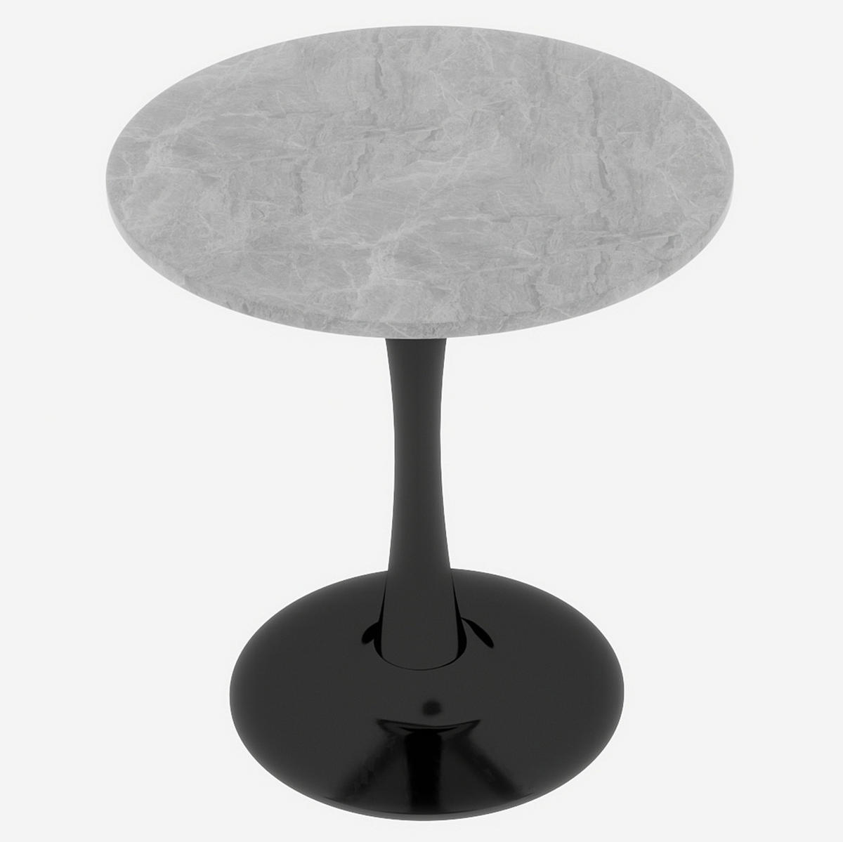 BEISTELLTISCH 70 cm, rundes Design in Marmoroptik für Wohn- und Essbereich, Schwarz/Grau - Grau, Stein (70/70/72cm) - Modfu