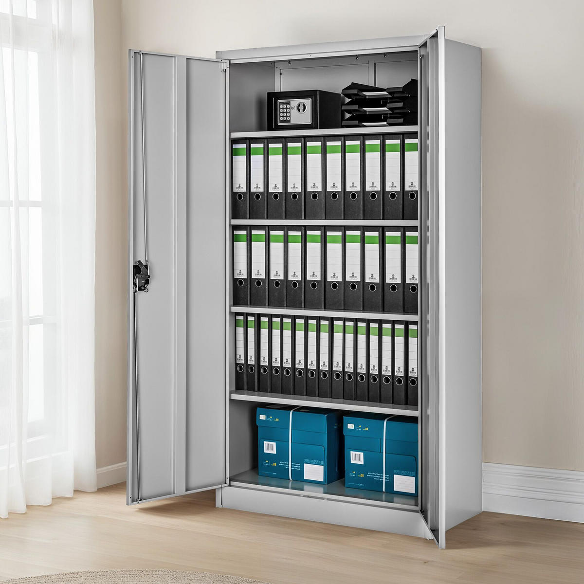 AKTENSCHRANK Blain,180 x 80 x 40 cm,grau - Grau, Metall (40/180/80cm) - tectake