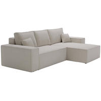 ECKSOFA Bouclé 280 cm Bergamo L mit Bettkasten, Schlaffunktion, Rechts - Hellgrau - Hellgrau, Holz (189/277cm) - Emporius