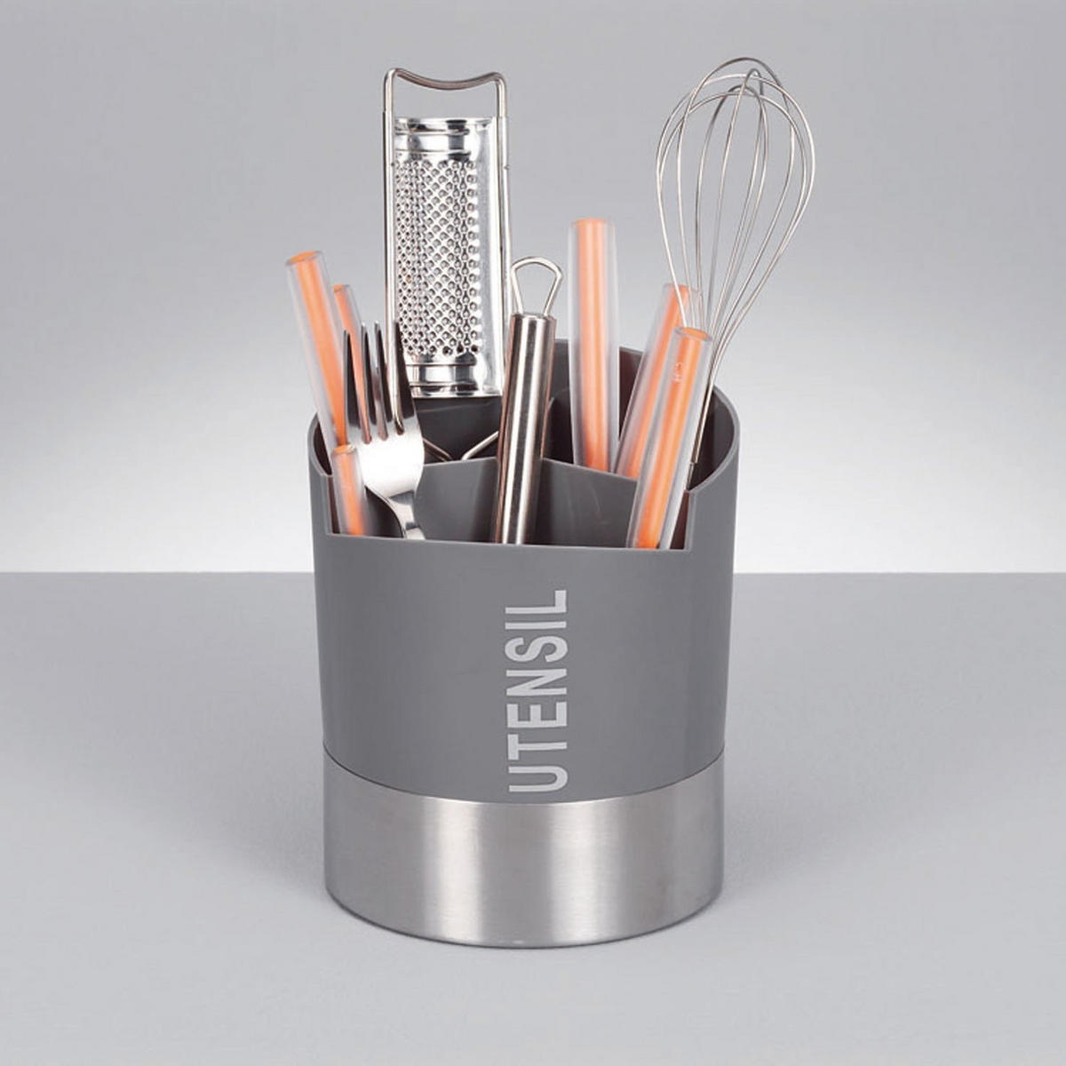 UTENSILIENHALTER Edelstahl / grau 15/15/17 cm - Grau, Kunststoff (15/17/15cm) - ZELLER