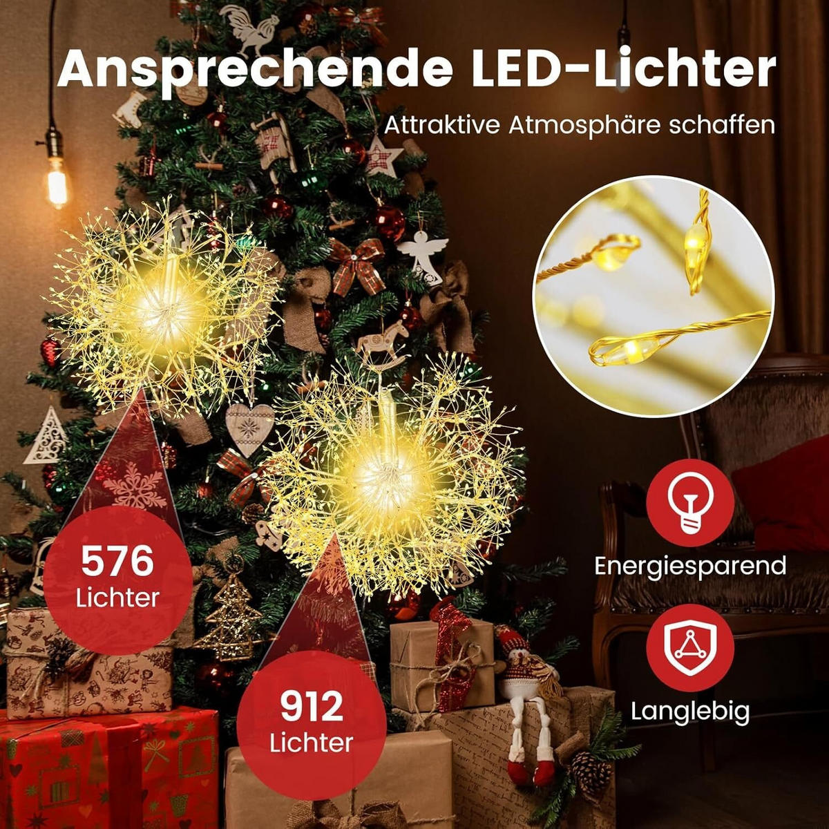 LEUCHTKUGEL 44cm Gold(2er-Set) - Goldfarben, Metall (54/54/54cm) - COSTWAY