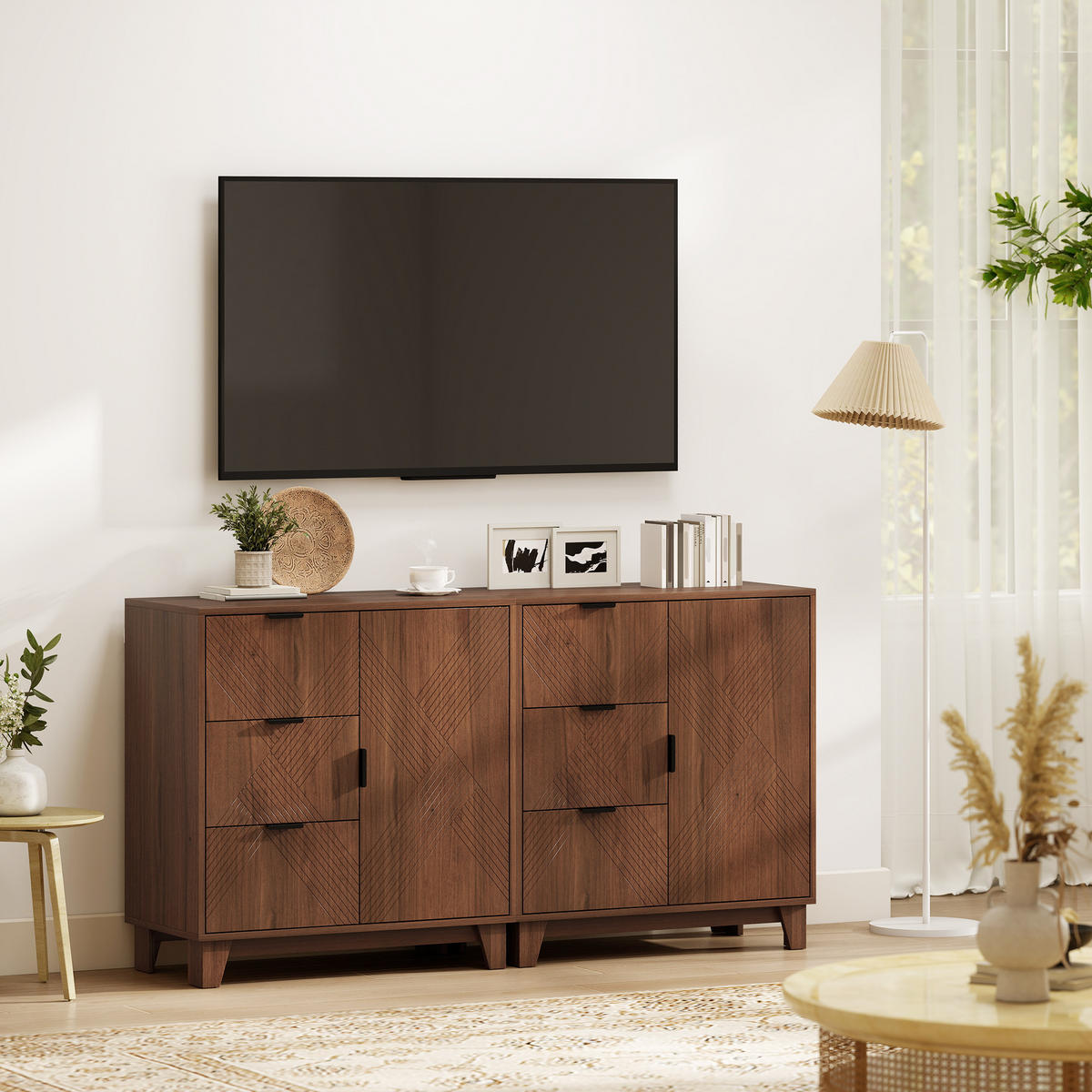 SIDEBOARD DE-11269 3 Schubladen Holzoptik Braun - Braun, Holzwerkstoff (75/80/39cm) - ComfortXL