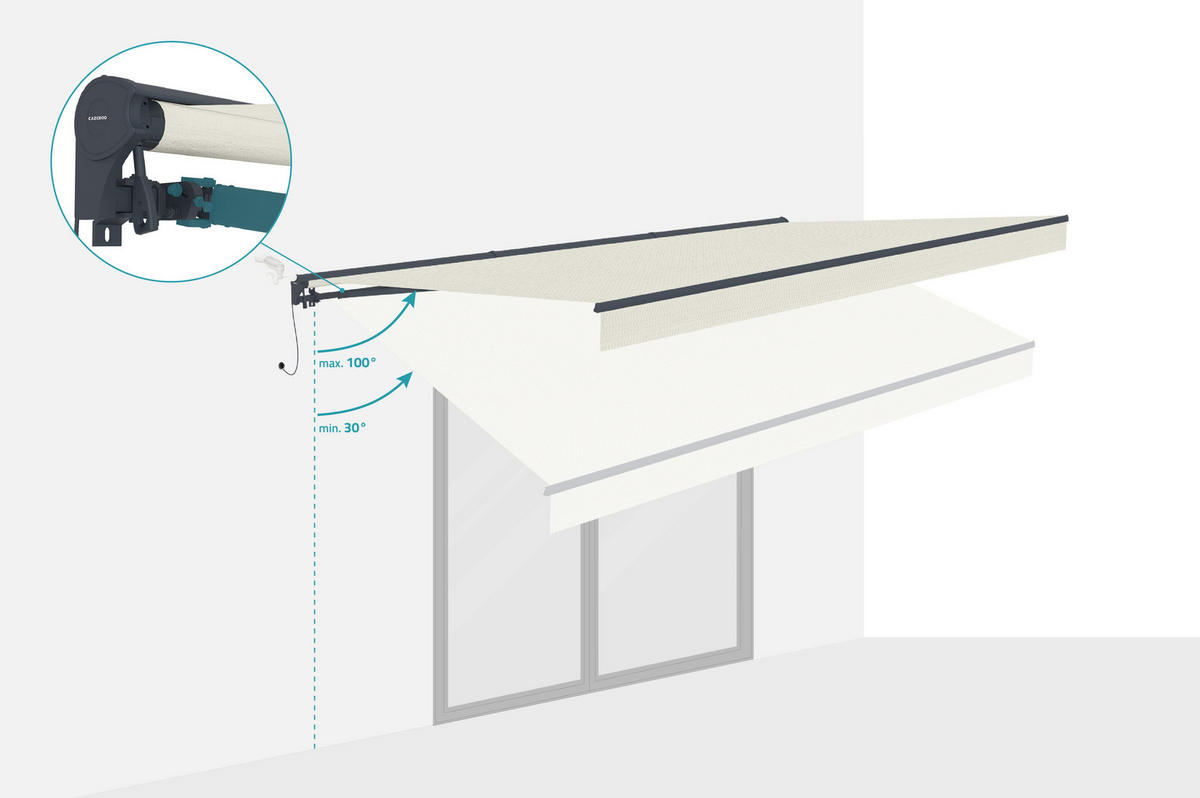 HALBKASSETTENMARKISE Fazzio Beige 5m x 3m motorisierte - Premium-Leinwand 320g/m² - Beige, Metall (500/270/300cm) - Cazeboo