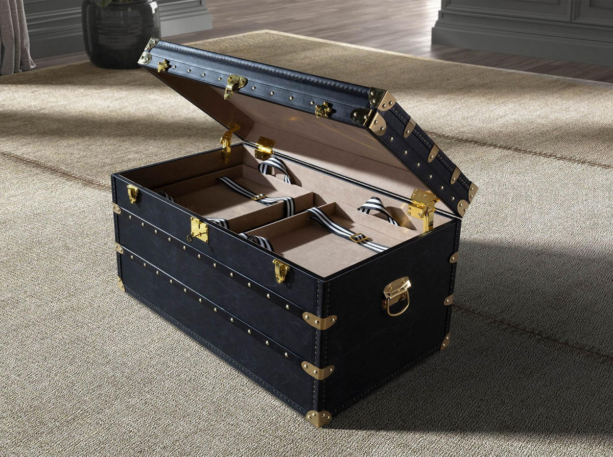 COUCHTISCH Rechteckig Schwarz Gold 93/54/50 cm - Schwarz, Leder (54/93/50cm) - ANGEL CERDA