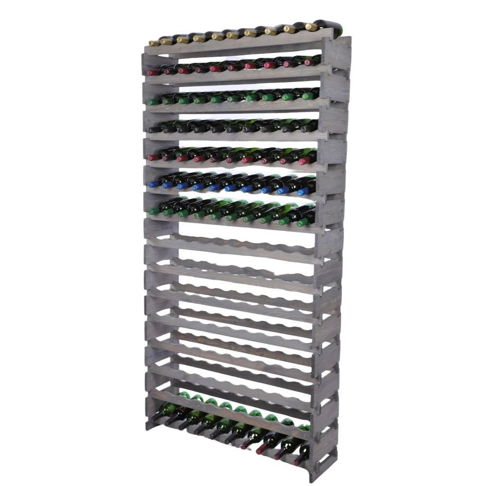 WEINREGAL VINOTECA FLEX PRO HxBxT 205x103x28cm 150 Flaschen auf 15 Ebenen Grau - Grau, Holz (103/205/28cm) - PROREGAL