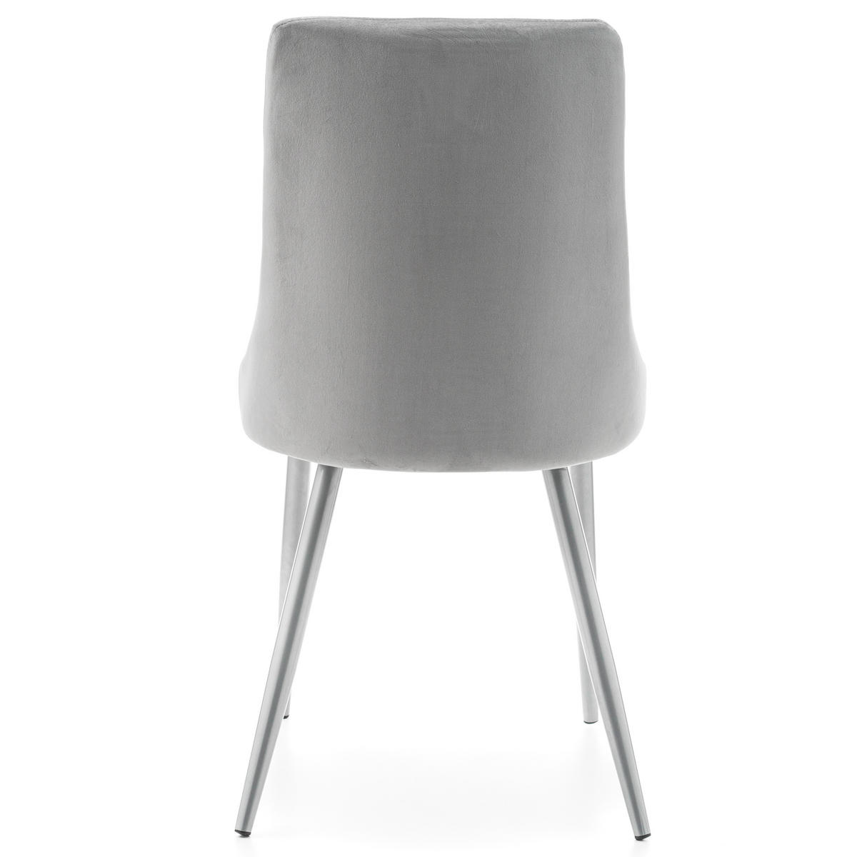 STUHL UNO gepolstert - hellgrau - Samt Velours - Silberfarben/Hellgrau, Textil/Metall (48/95/57cm) - NEW HOME