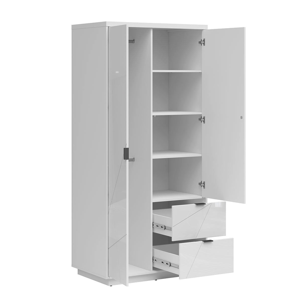 SCHRANK 2 Türen Sven Weiß - Weiß Hochglanz, Holzwerkstoff (94/201/57cm) - Petits-meubles