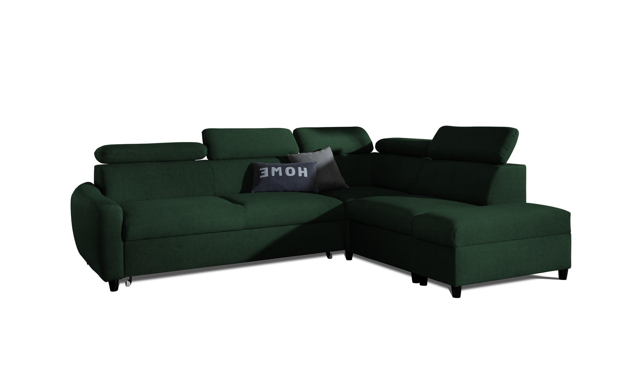 ECKSOFA Schlafsofa Anton In Esito - Dunkelgrün, Holzwerkstoff/Textil (265/205cm) - Fun Möbel