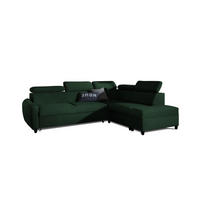 ECKSOFA Schlafsofa Anton In Esito - Dunkelgrün, Holzwerkstoff/Textil (265/205cm) - Fun Möbel