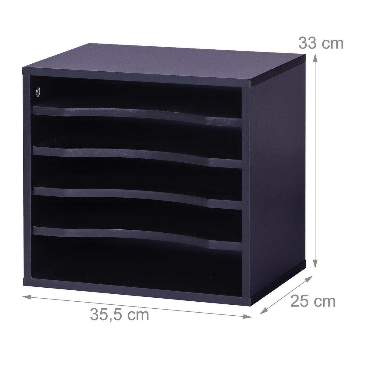 DOKUMENTENABLAGE - Schwarz, Holzwerkstoff (25/35.5/33cm) - Relaxdays