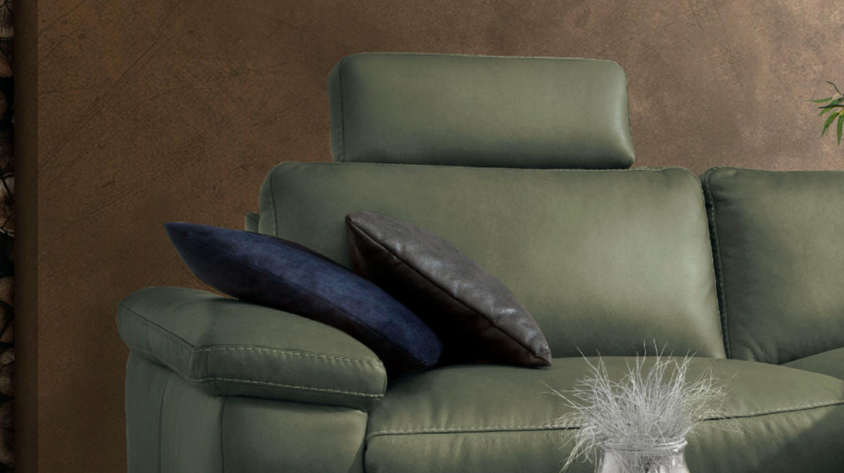 ECKSOFA MOTORISCH. RELAXFUNKTION LOLA Dunkelgrün Leder - Dunkelgrün/Schwarz, Leder (233/178cm) - KAWOLA