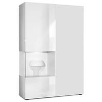 VITRINE Morena Tür und Einsatz in Weiß Hochglanz - Weiß Hochglanz, Holzwerkstoff (91.5/136.5/37cm) - Vladon