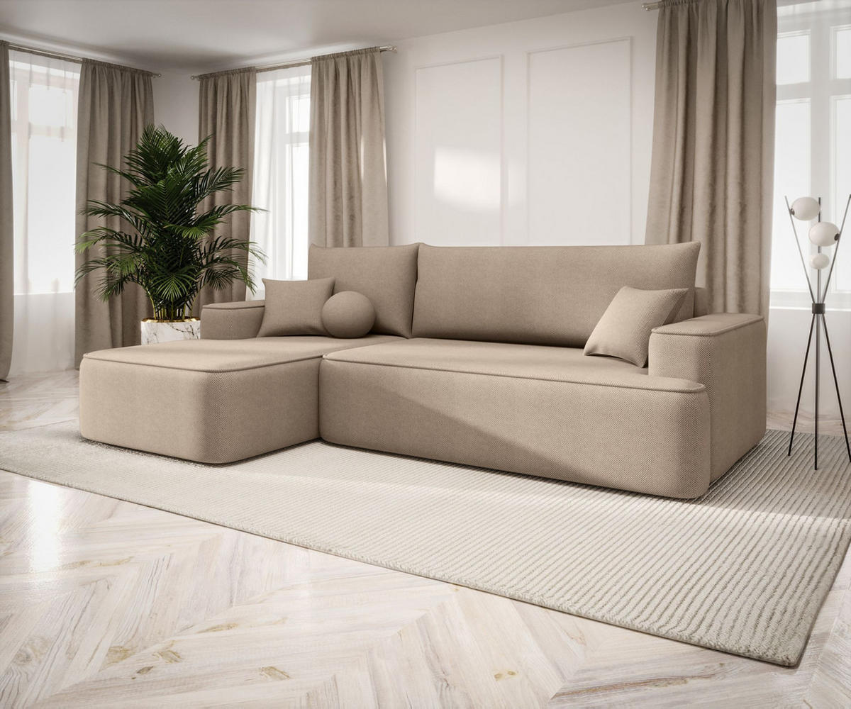 ECKSOFA mit Schlaffunktion FIGO Curio 15 Links - Beige, Textil (250/150cm) - Bedante