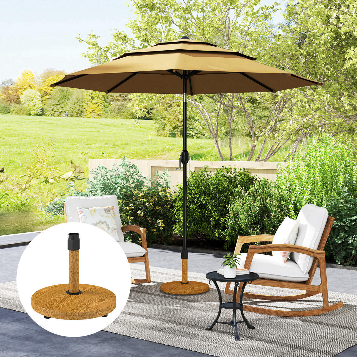 SONNENSCHIRMSTÄNDER aus Beton - Naturfarben, Stein (48/48cm) - Outsunny