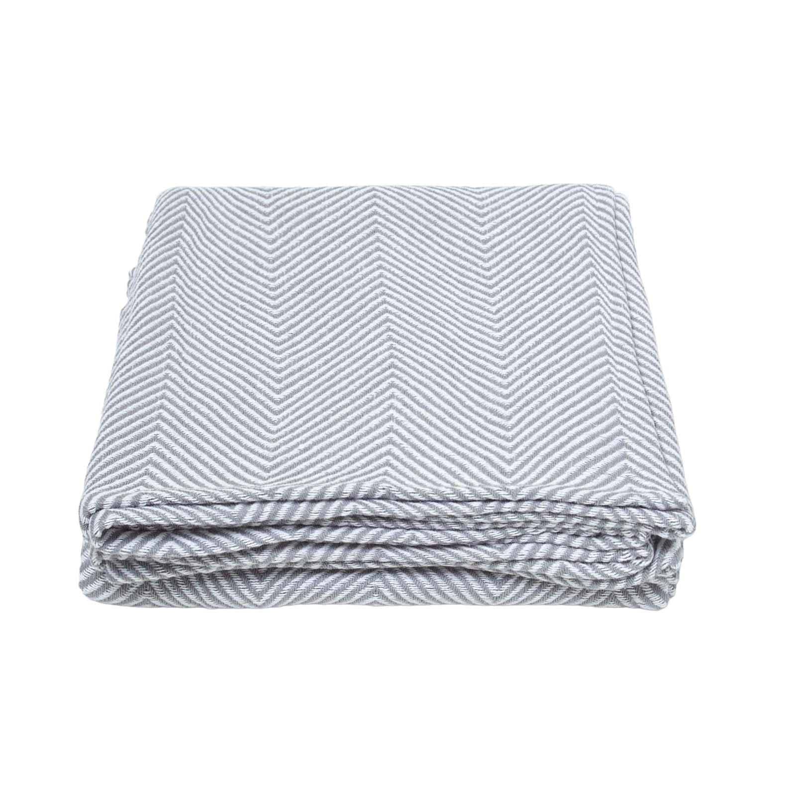 WOHNDECKE Halden 150/200 cm, Chevron-Muster 100% Baumwolle - Grau, Textil (150/200cm) - Homescapes