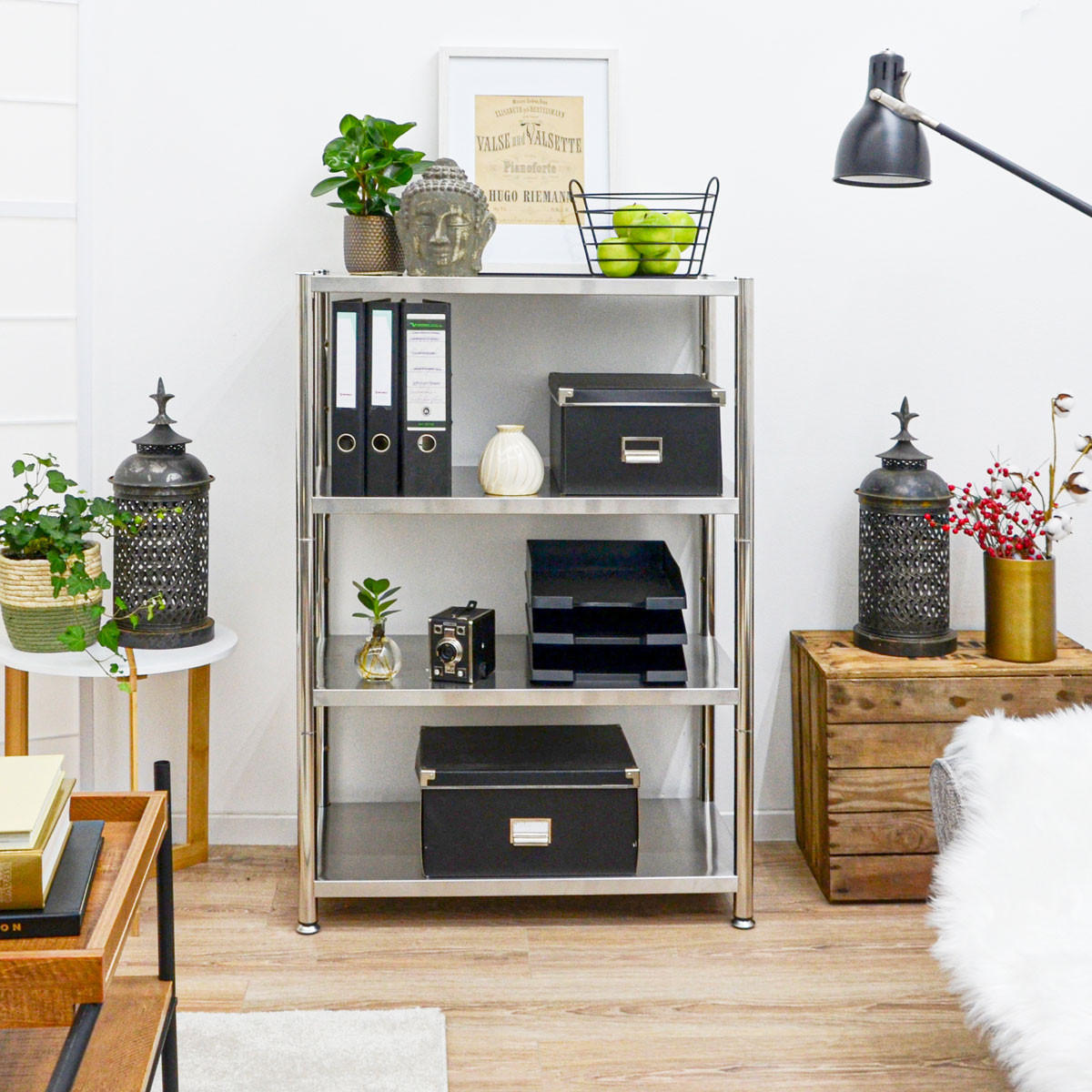 EDELSTAHL-REGAL 74x41x109 bis 160kg inkl. 4 Ebenen - Silberfarben, Metall (41/109/74cm) - shelfr