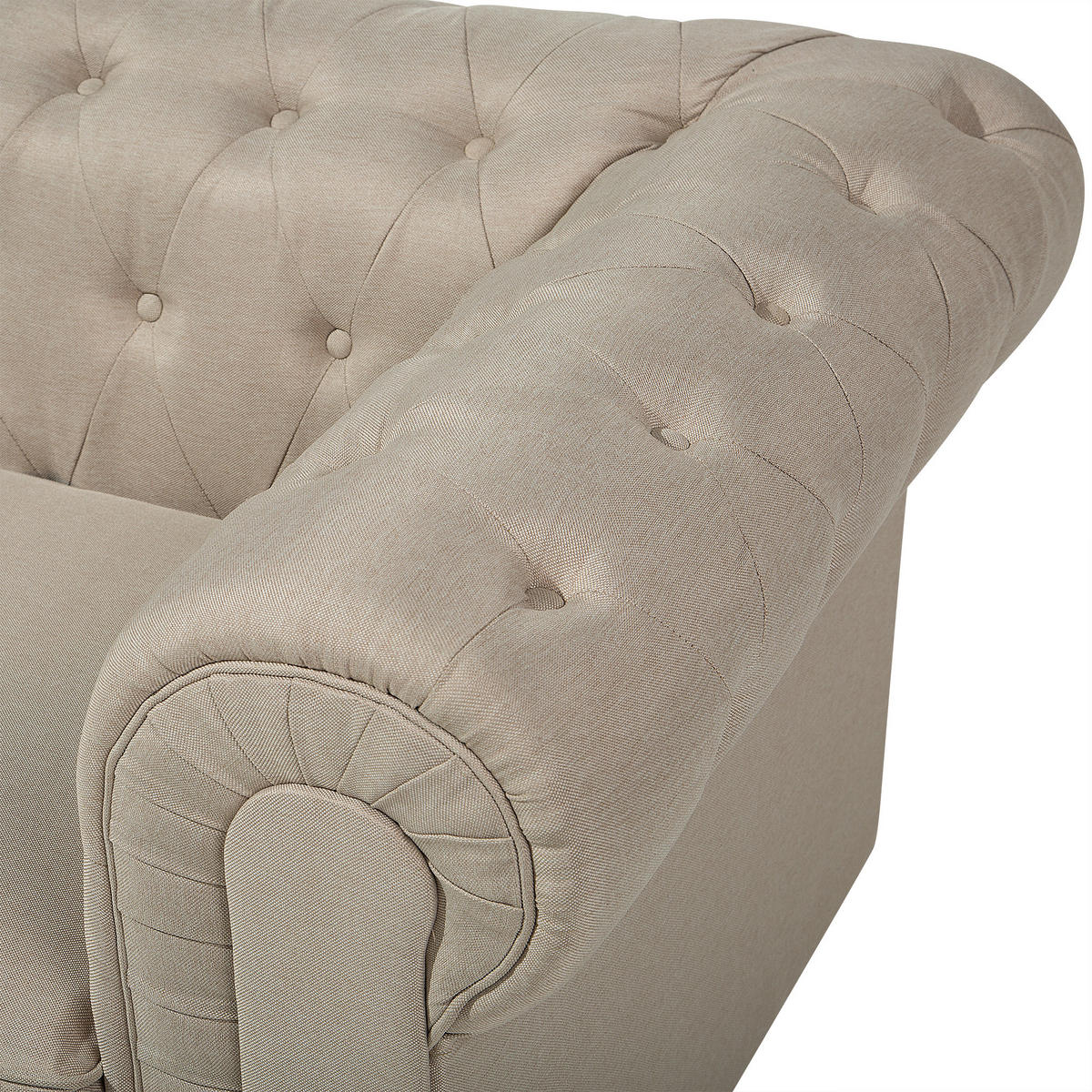 3-SITZER-SOFA Polsterbezug Beige Chesterfield - Beige, Textil (222/78/85cm) - Beliani