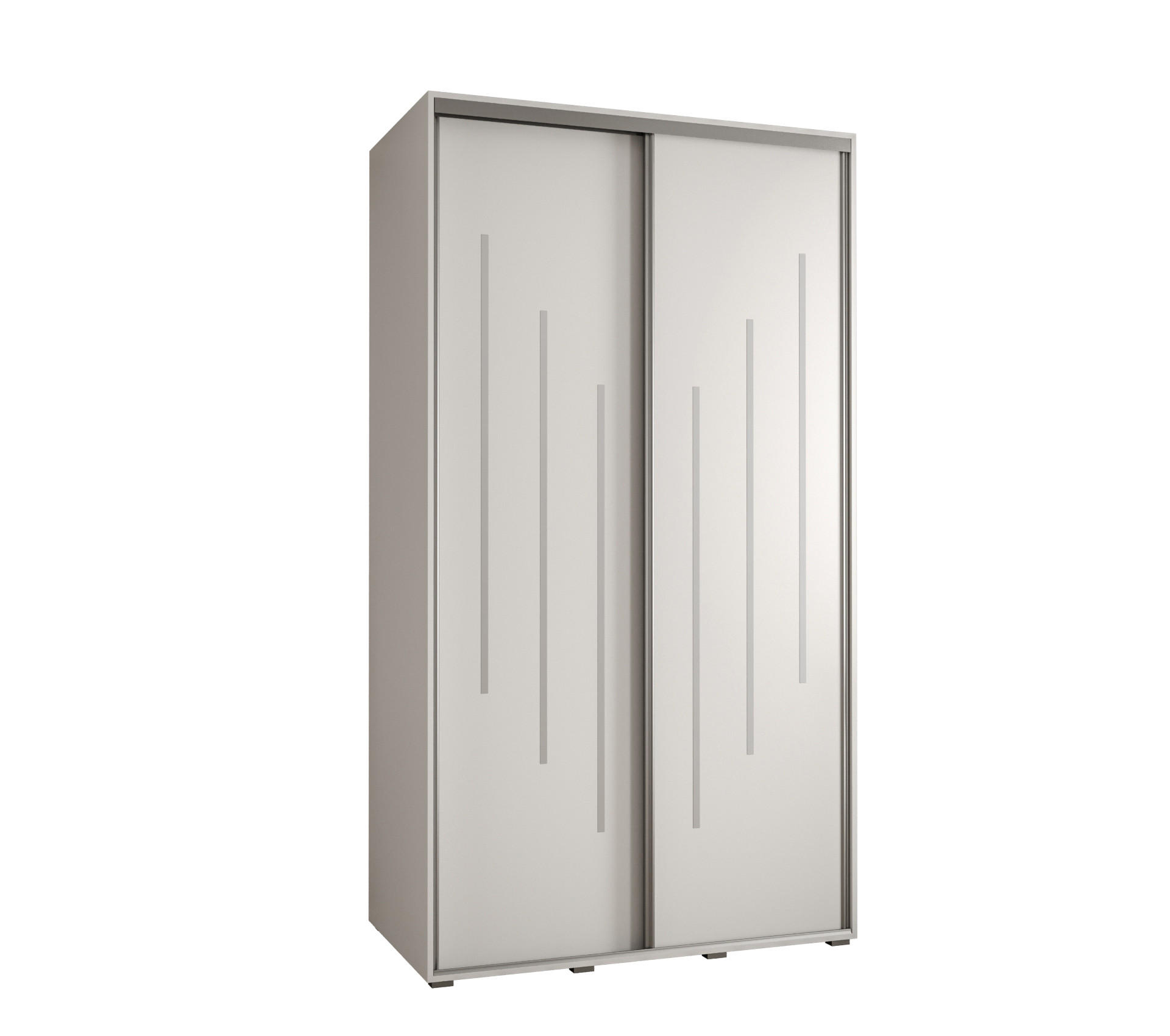 Abiks Möbel Schwebetürenschrank Weiß, Weiß, Silber 140x235x45 cm