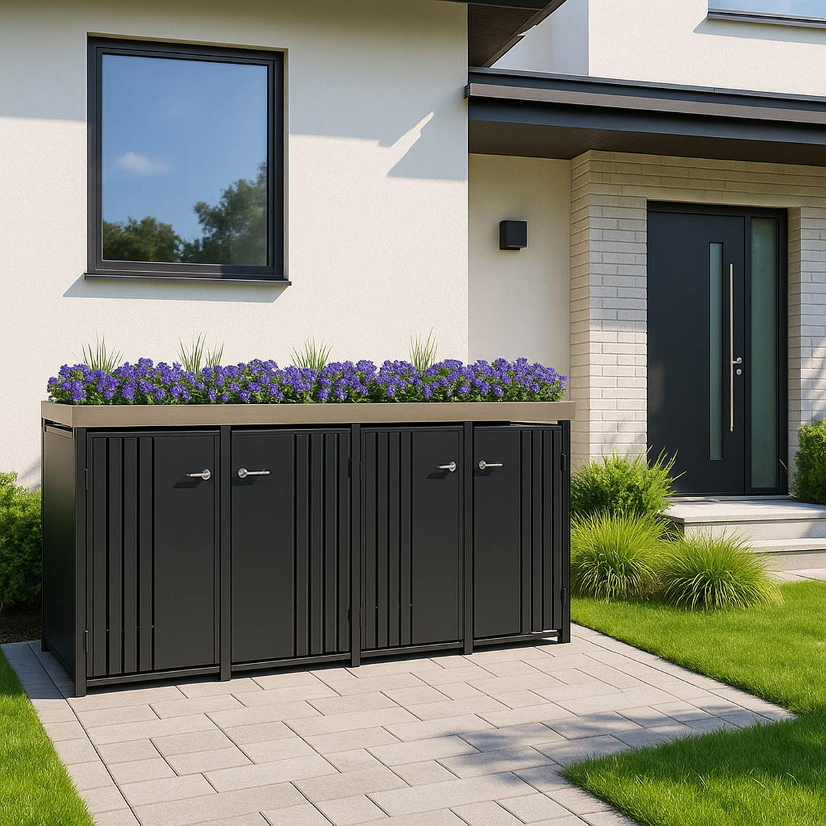 MÜLLTONNENVERKLEIDUNG Anthrazit - Anthrazit, Metall (260/125/84cm) - MCW